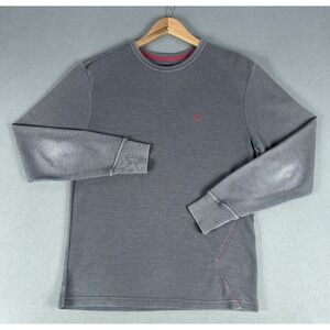 Volcom Shirt Large Grey Waffle Knit Thermal Distressed Skater Skate Moto Y2K